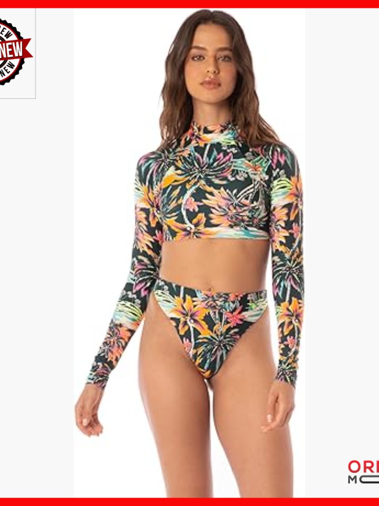Long Sleeve Cropped Rashguard With Removable Cups For Water Sports